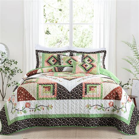 Amazon.com: TWINRUN King Size Quilt Set, Floral King Size Bedspreads ...