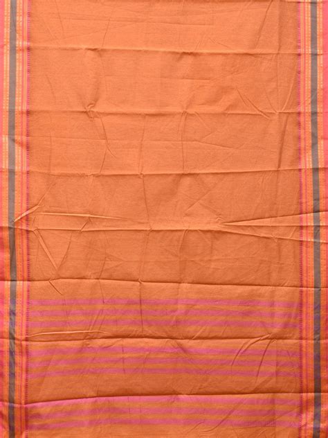 Peach Bamboo Cotton Plain Saree with Border Design No Blouse bc0200 ...