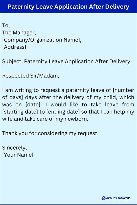 (5+ Samples) Paternity Leave Application