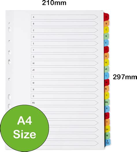 The Paper Shop A4 File Dividers A-Z Tabs | A4 Alphabetical Subject ...