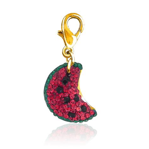 Mahi with Swarovski Crystals Red Green Watermelon Gold Plated Charm for ...
