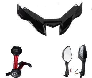 Gogna Mart yamaha r15 v4 winglet black , cnc slider red and led mirror ...