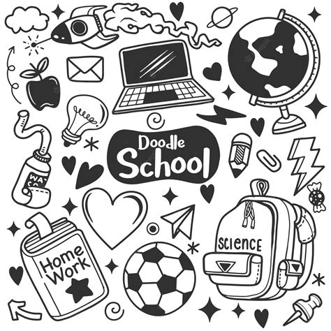 Premium Vector | Set of funny School background Hand drawn background ...