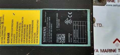 Siemens sinamics 6sl3100-0be21-6ab0 active interface module 16kw ver.B ...