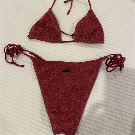 Women's Burgundy and Red Swimsuit-one-piece | Depop
