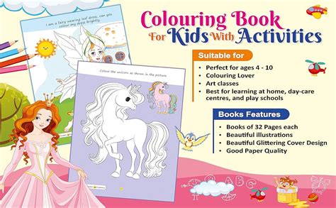 Buy Coloring book for kids with Activities : Pack of 5 Books Princess ...