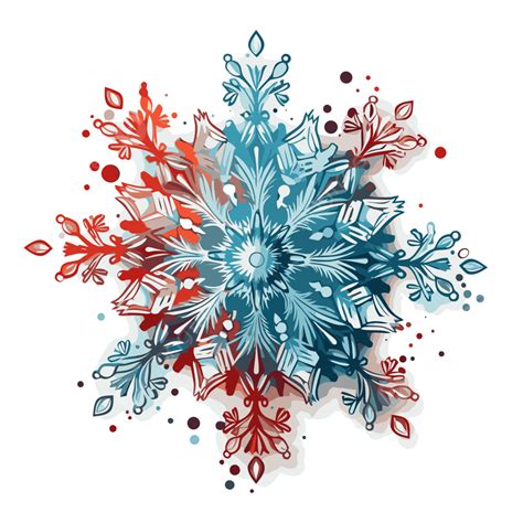 Christmas Snowflake Vector, Sticker Clipart Blue And Red Colored ...