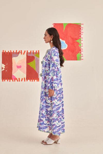 Abstract Gardenia Kaftan Dress – Khajoor