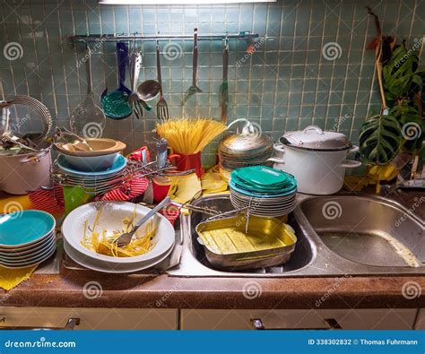 Washing Dirty Dishes in the Kitchen is a Routine but Essential Task Stock Illustration ...