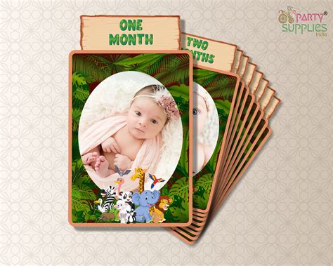 Jungle Theme 12 Months Photo Banner | Party Supplies India Online