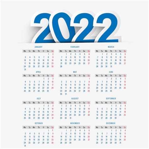 New year 2022 calendar template design | Free Vector