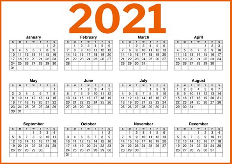 Free Printable 12 Month Calendar Template 2021 Free L - vrogue.co