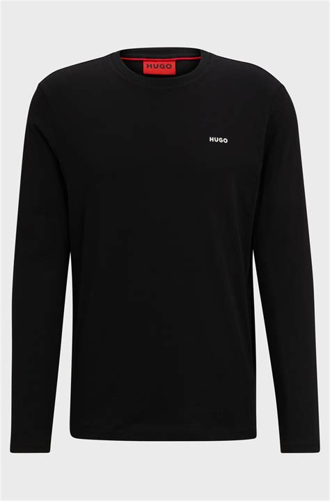 HUGO - Cotton-jersey T-shirt with logo print - Black