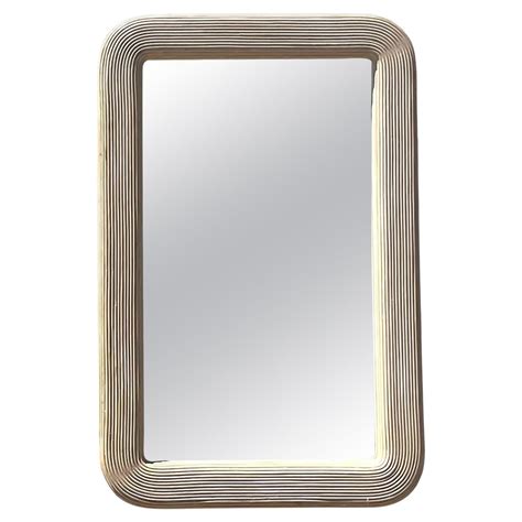 Vintage Coastal Washed Pencil Reed Arched Floor Mirror For Sale at 1stDibs
