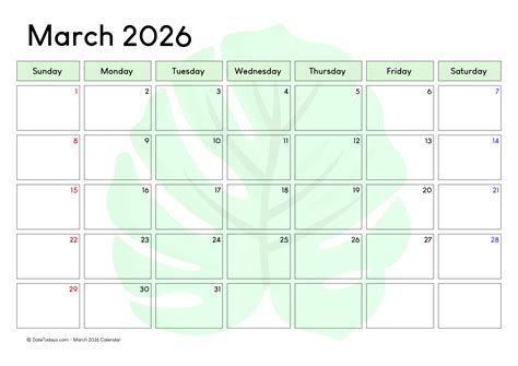 March Calendar 2026 Printable: Plan Your Month with Ease — Master