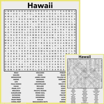 Hawaii Word Search by Jennifer Olson Educational Resources | TpT