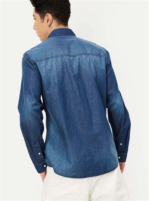 Buy URB_N Men Regular Fit Washed Denim Shirt Online at just Rs. 999.0 ...