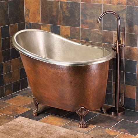 49" Abbey Hammered Copper Slipper Clawfoot Tub - Nickel Interior ...