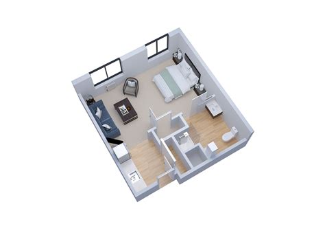 ArtStation - 3D Floor Plans for Studio Apartments