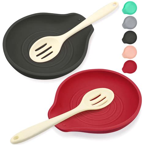 Amazon.com: LOMILD 2 Pcs Silicone Spoon Rest Counter Top, 6.1" Large ...