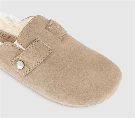 OFFICE Fiasco Faux Fur Lined Slip On Clogs Taupe Suede - Flat Shoes for ...