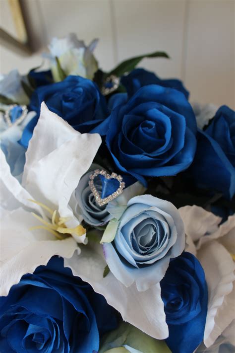 Royal Blue, Light Blue and White Silk Wedding Flowers — Silk Wedding ...