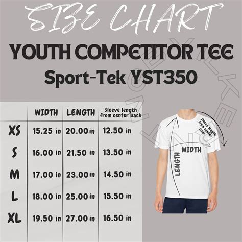 T-shirt Size Chart I Sport-tek YST350 Size Chart | Size Chart | Tee ...