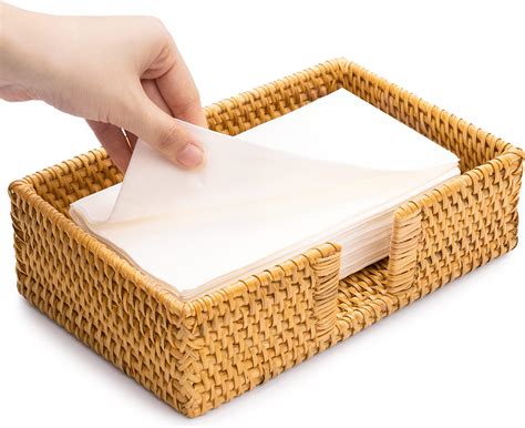 Amazon.com: Sumnacon Napkin Holder,Rattan Napkin Holder Table,Wicker ...