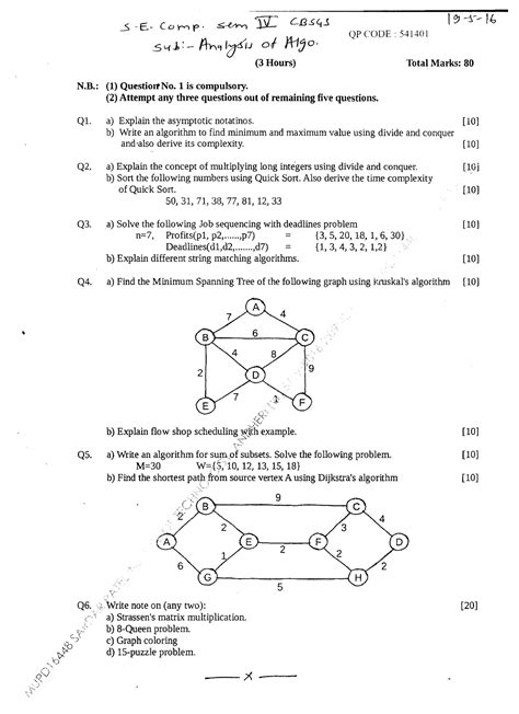 AOA May 2016 Question Paper - Computer Engineering - Studocu