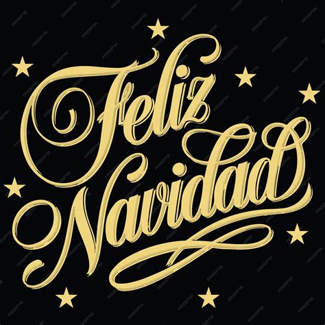 Feliz Navidad calligraphic Spanish Christmas Winter tree Vector ...