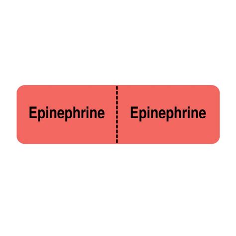 Nevs IV Drug Line Label - Epinephrine/Epinephrine 7/8" x 3" Flr Red w ...