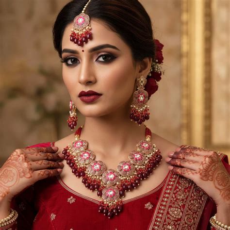 Maroon Color Enamel Work Puwai Necklace For Ethnic And Traditional Out ...