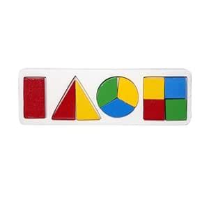 LUXURY ARTS Kids Wooden 3D Fraction Angle Geometric Blocks Building ...