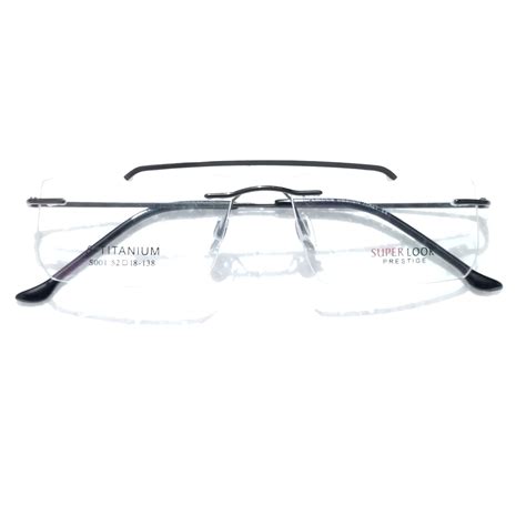 Grey Rectangle Rimless Glasses Frameless Specs – Glasses India Online