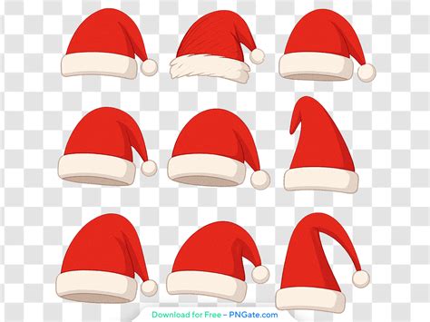 Santa Hats Set of Nine Hats Free PNG - PNGate