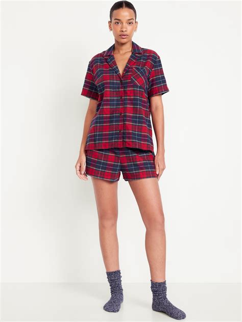 Flannel Pajama Short Set for Women | Old Navy