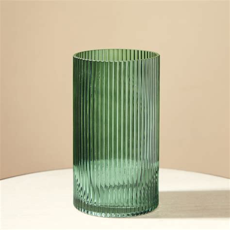 Shop Green Ribbed Texture Glass Vase - Small - at Best Price Online in ...