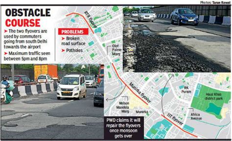 Wait for showers to end for fix to two south Delhi flyovers | Delhi ...