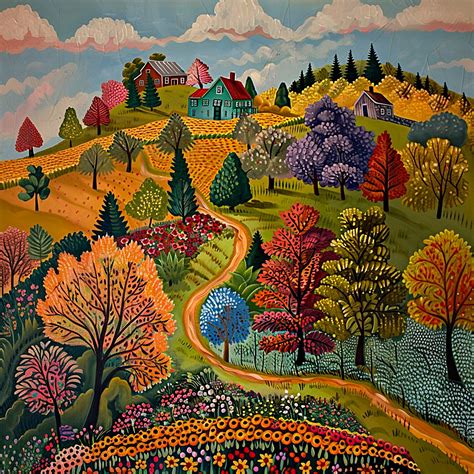 Download Rural Landscape Painting, Stylized Art, Landscape Art. Royalty-Free Stock Illustration ...