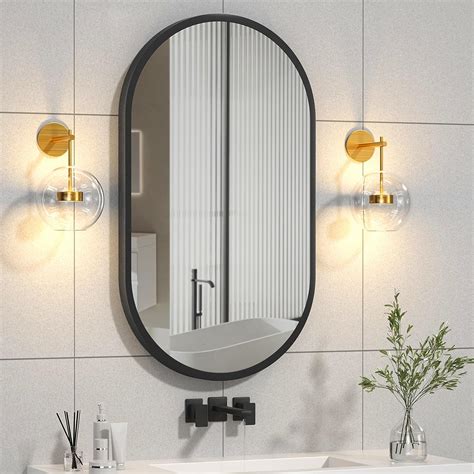 Amazon.com: 20x30 Black Oval Mirror, Bathroom Vanity Mirror Metal ...
