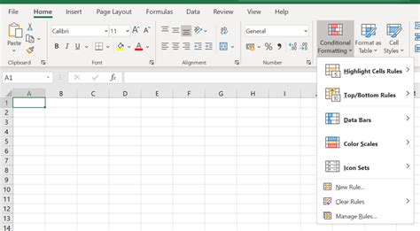 Image result for Conditional Formatting in Excel Menu