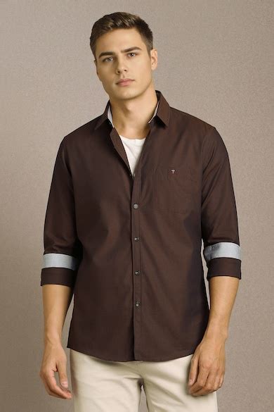 Buy Men Brown Textured Full Sleeves Casual Shirt Online - 40052687 ...