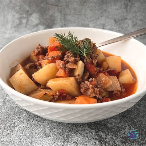 Slow Cooker Ground Beef Stew - The Lazy Slow Cooker