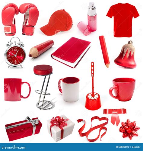Different Isolated Objects Red Color Stock Photo - Image: 52520503
