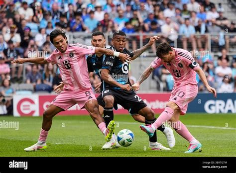 Inter Miami forward Lionel Messi (10) shoots and scores a goal during ...