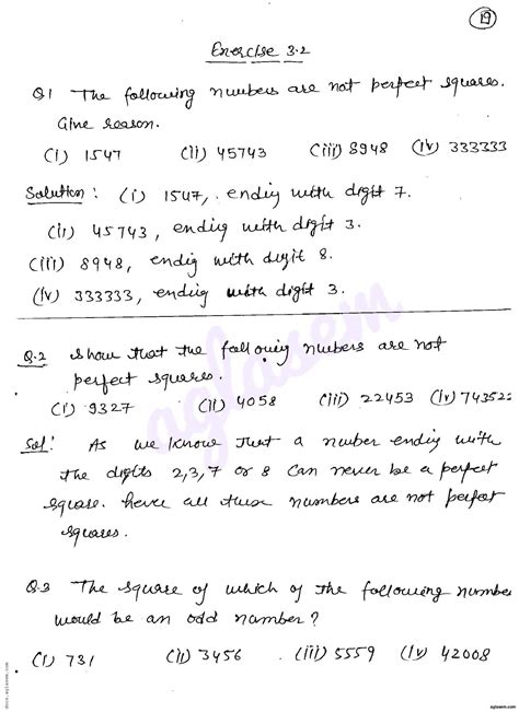 RD Sharma Solutions for Class 8 Squares and Square Roots Exercise 3.2 ...