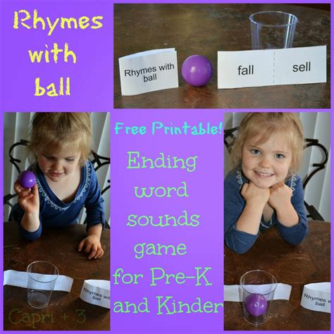 Rhymes with Ball Ending Word Sounds Game - Capri + 3