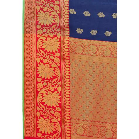 Navy Blue Woven Banarasi Silk Saree