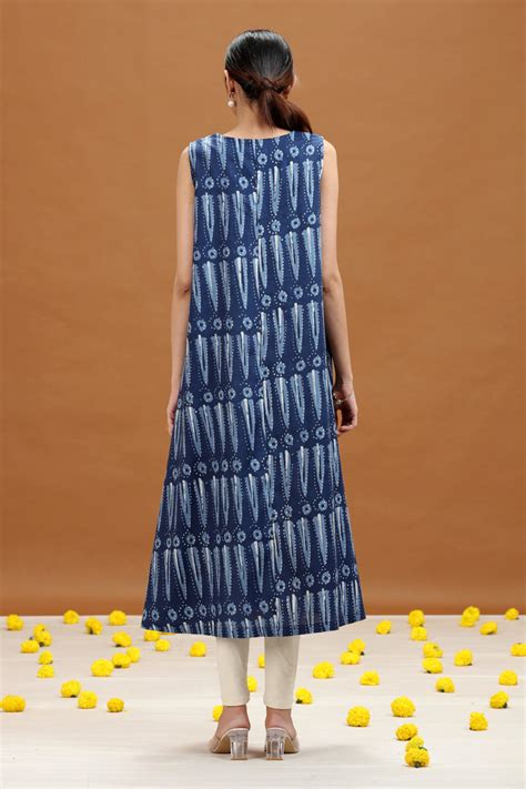 Indigo Blue Printed A-Line Cotton Dress – Cotton Culture