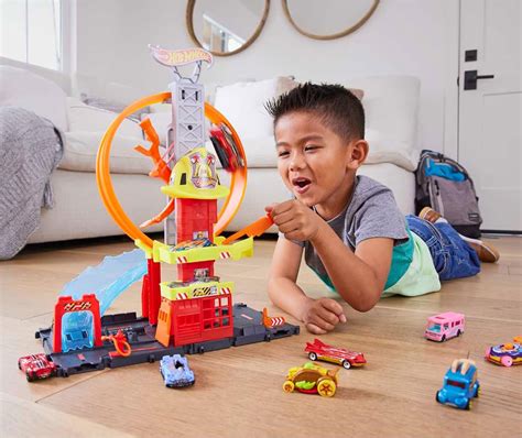 خرید پیست بازی ماشین هات ویلز «ست بازی ایستگاه آتشنشانی» پیست مسابقه ...